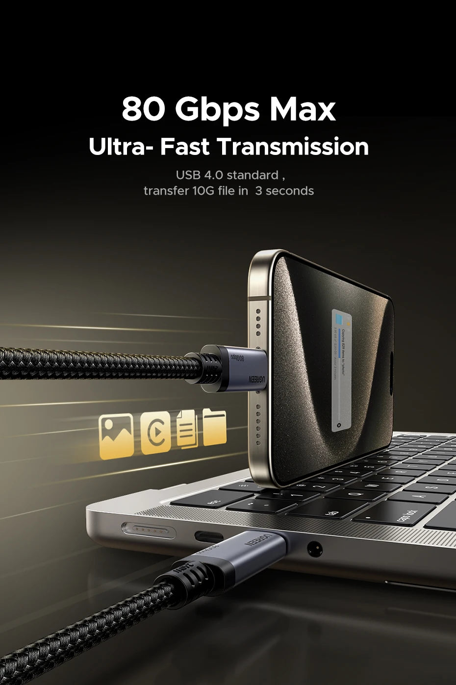 USB4 80Gbps USB-C to USB-C Cable 240W Fast Charging and 16K Video - 10