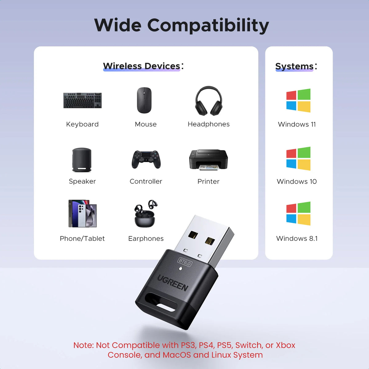 Bluetooth 5.4 USB Adapter for PC Wireless Connectivity