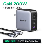 200W GaN Fast Wall Charger for Laptops and Smartphones