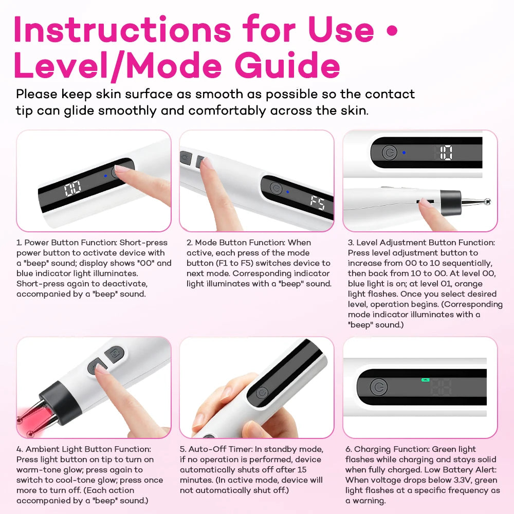 Digital Handheld Precision Massage Pen for Face and Body