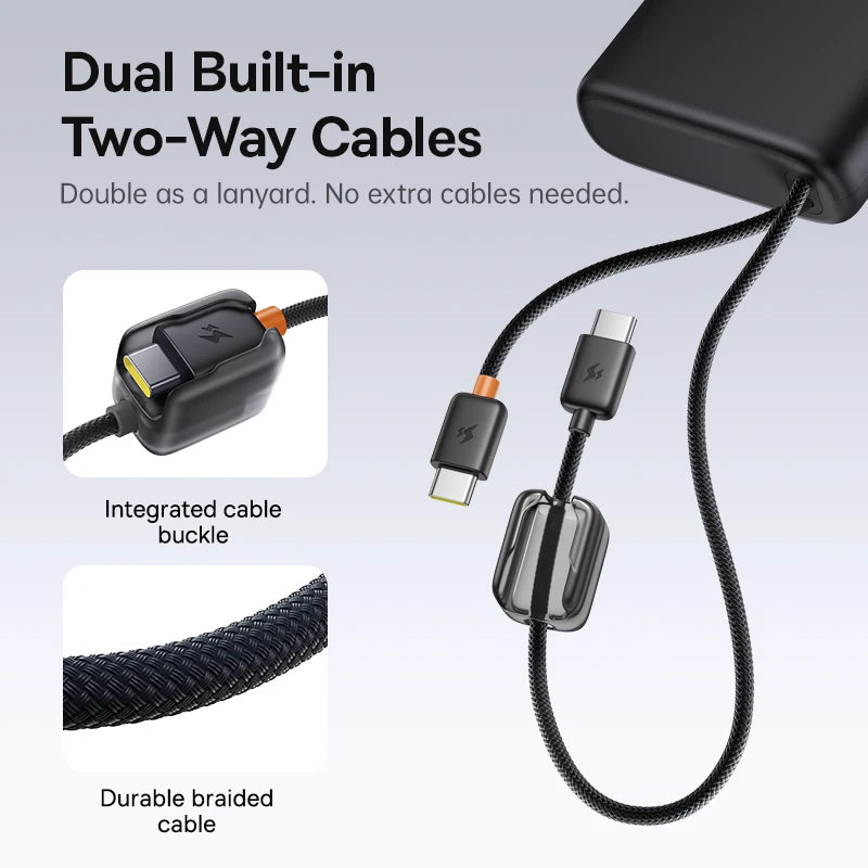 145W Fast Charging Power Bank with Built-In Cables 25000mAh