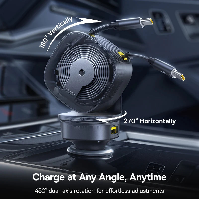 4-Port Fast Car Charger with Retractable Cables
