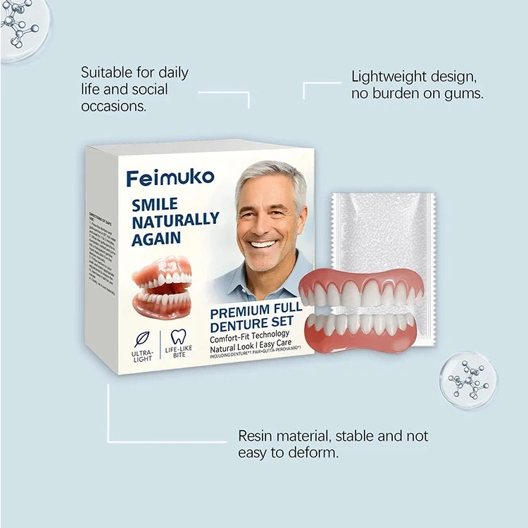Comfortable Full Set Silicone Dentures for Natural Smile - 5