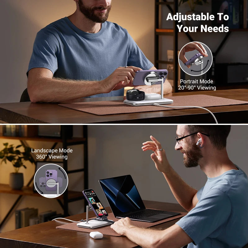 3-in-1 Magnetic Wireless Charging Station for iPhone and Apple Watch