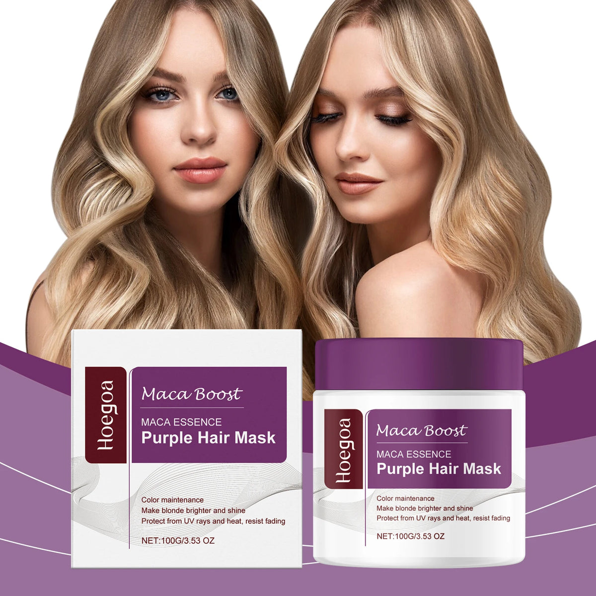 Purple Hair Mask and Shampoo Set for Color Protection and Repair