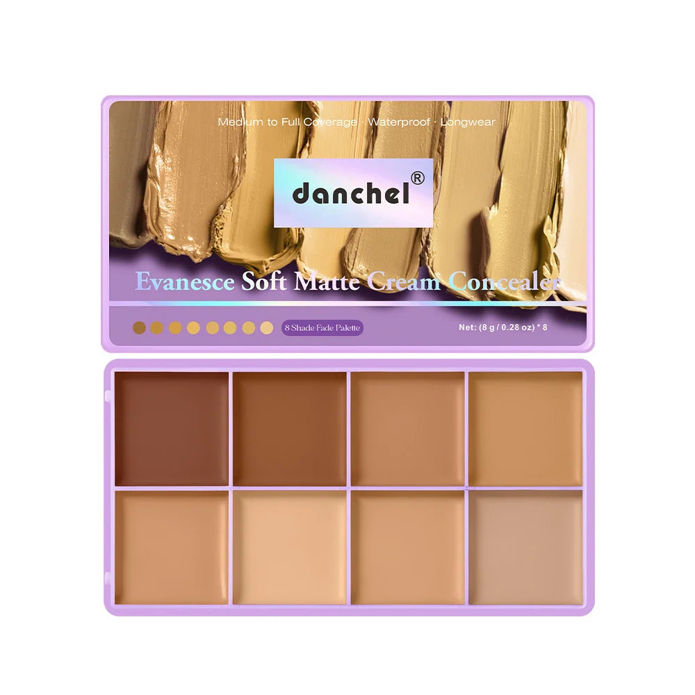 8-Shade Cream Concealer Palette for Full Coverage - 24