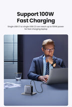 100W GaN USB-C Fast Wall Charger for Laptops and Smartphones