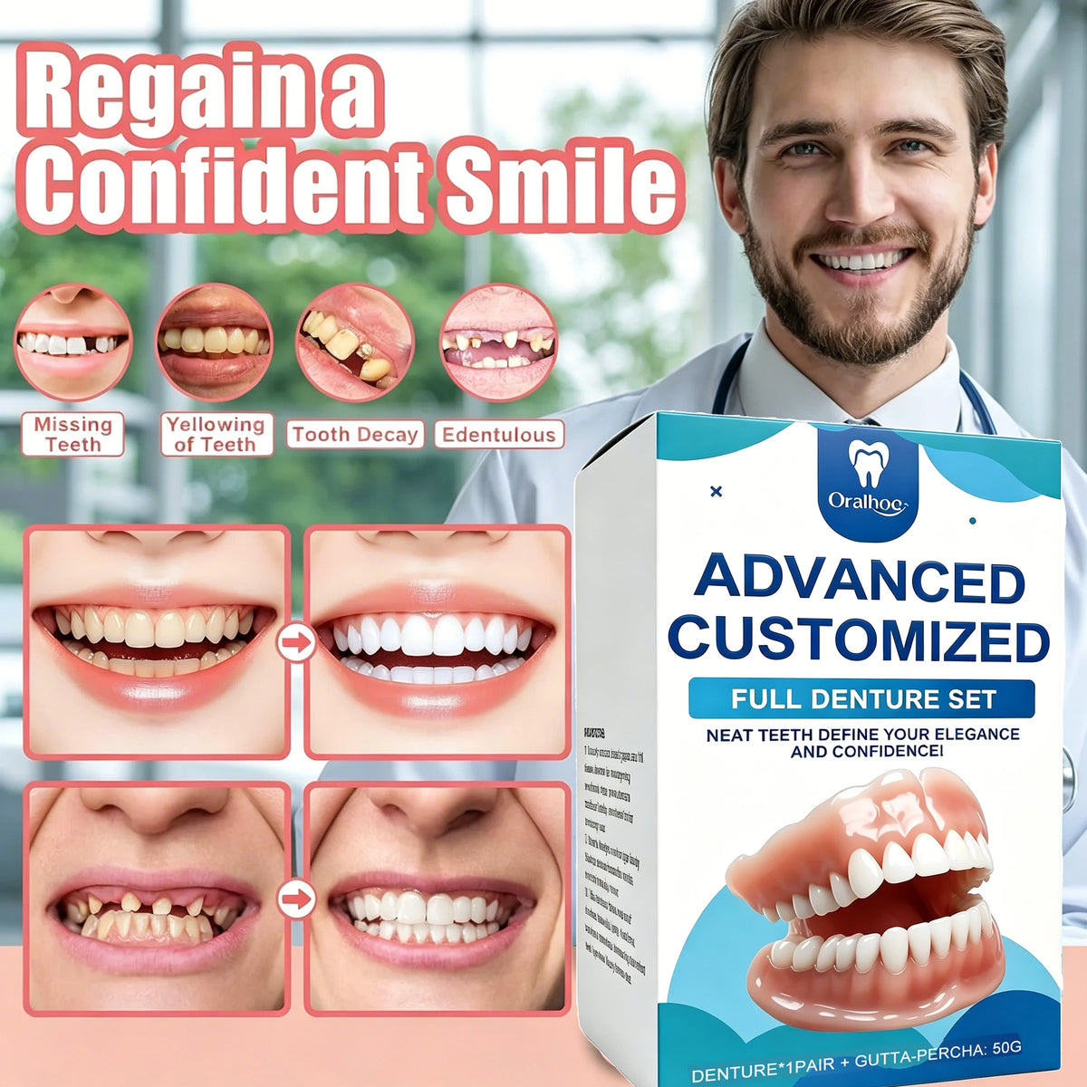 Realistic Temporary Denture Set for a Confident Smile