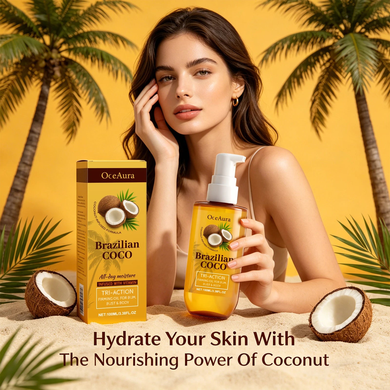 Coconut Firming Body Oil for Skin Hydration and Elasticity - 1