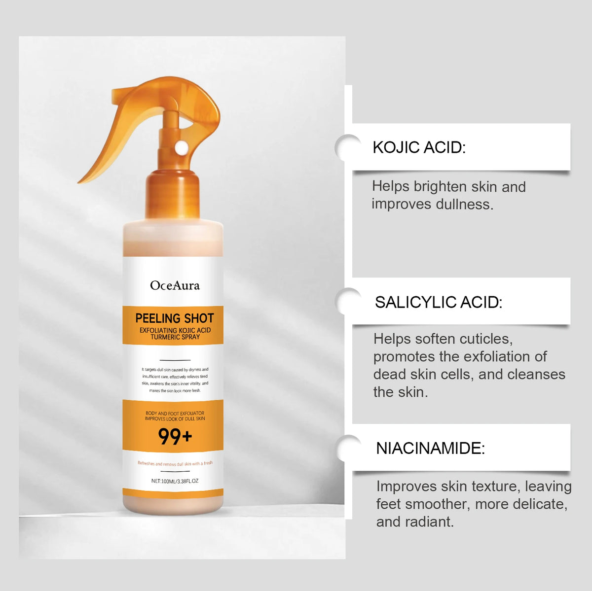 Exfoliating Skin Brightening Spray for Body and Feet