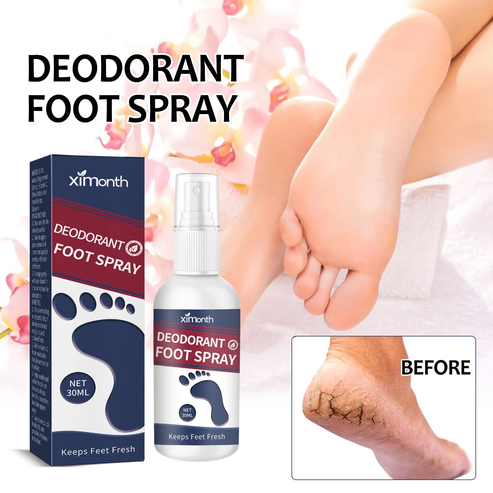 Refreshing Deodorant Foot Spray for Odor Removal and Dry Skin - 7