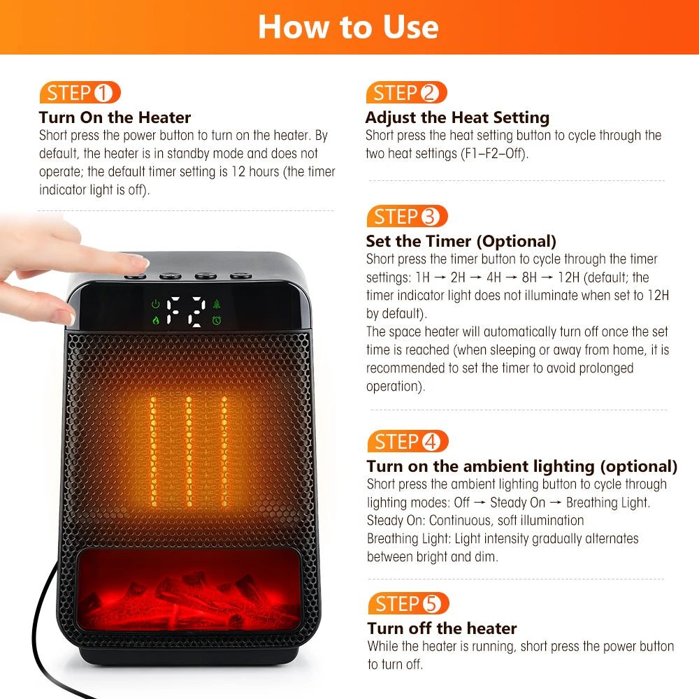Portable Electric Ceramic Space Heater for Home and Office