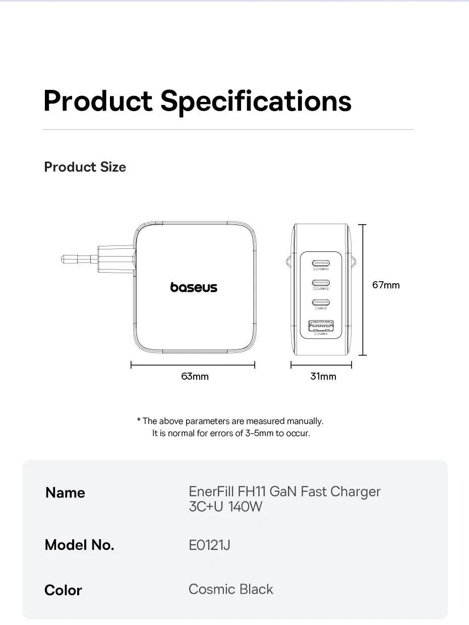 140W GaN Fast Wall Charger for Laptops and Smartphones - 18