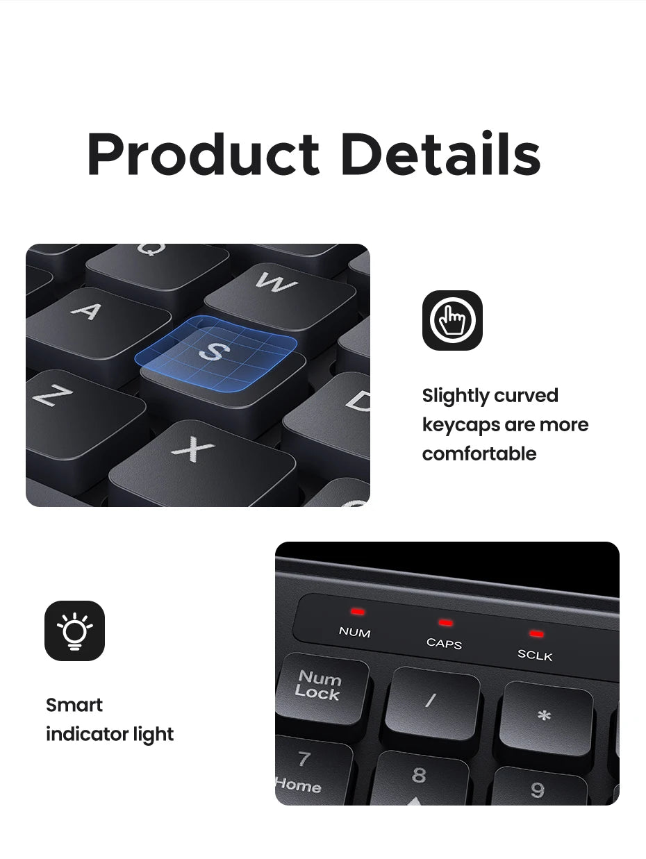 Ultra-Slim 2.4G Wireless 104-Key Full-Size Keyboard