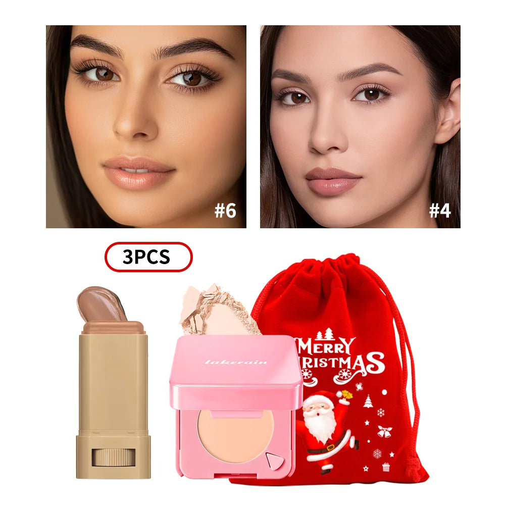 Matte Foundation Stick and Pressed Powder Makeup Set
