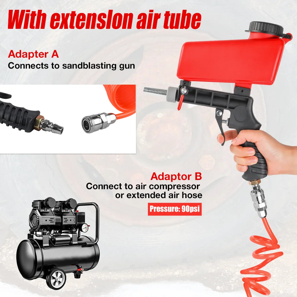 Portable 90PSI Pneumatic Sandblasting Gun for Rust Removal - 9
