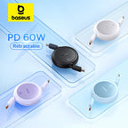 60W Retractable USB-C Fast Charging Cable