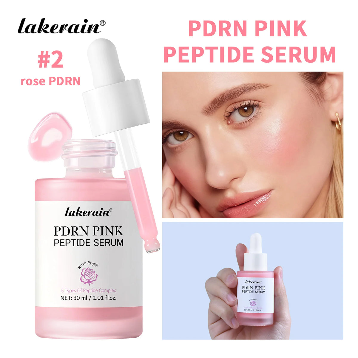Salmon PDRN Pink Peptide Facial Serum for Radiant Glass Skin
