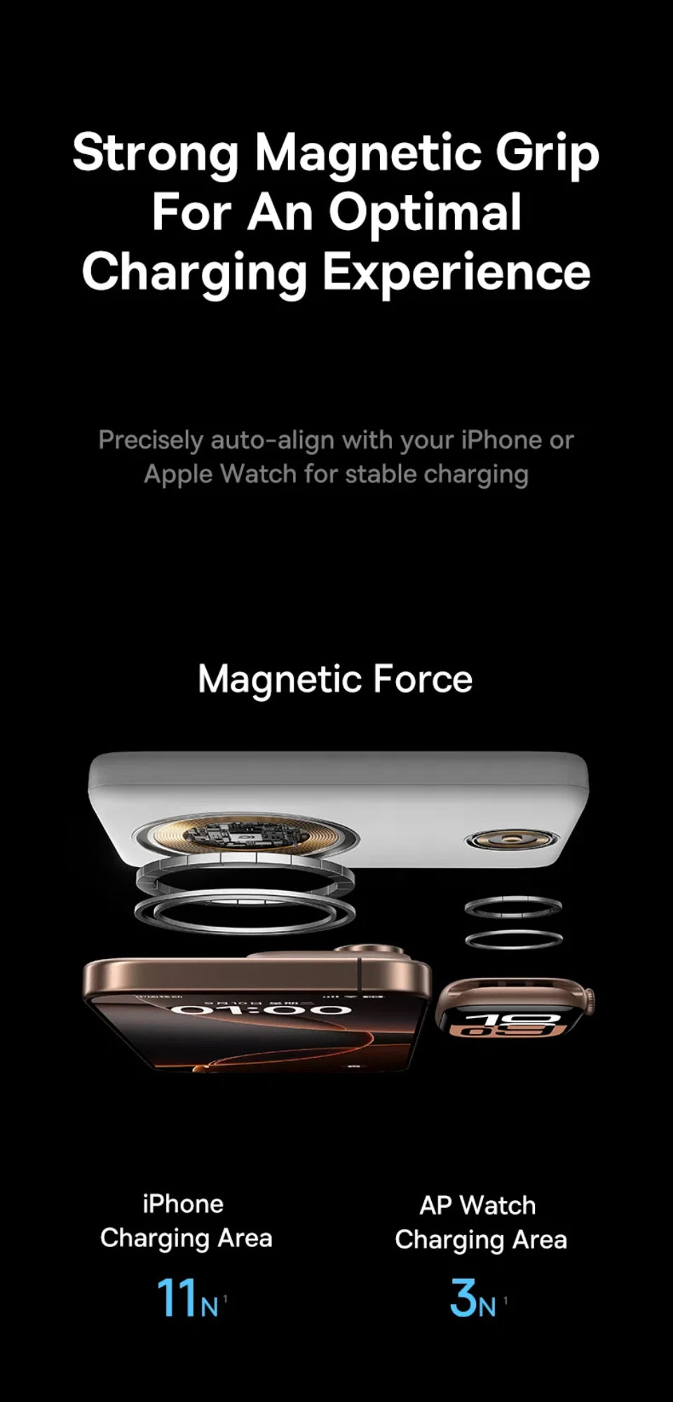 10000mAh Magnetic Wireless Power Bank for Phone and Watch - 11