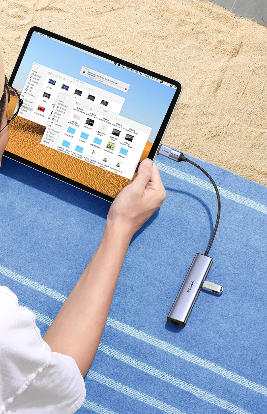 USB 3.0 to Gigabit Ethernet Adapter with 3-Port USB Hub