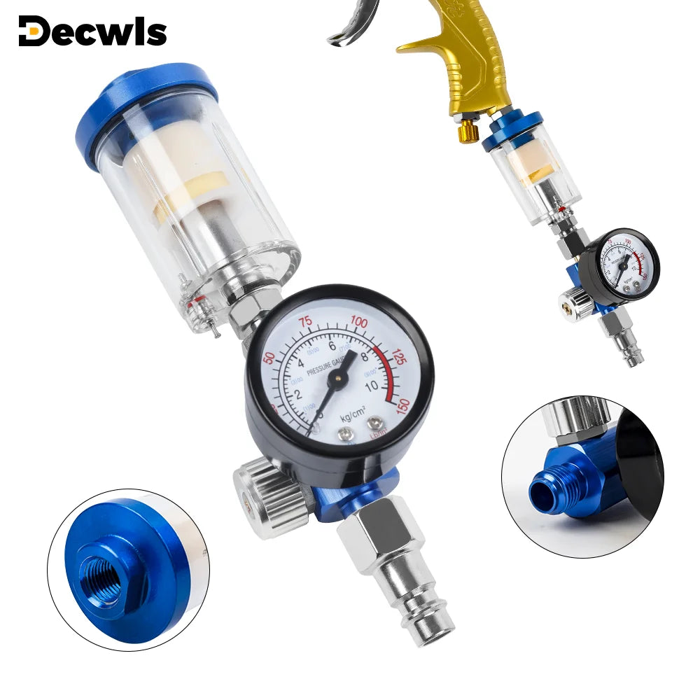 1/4" Air Compressor Filter and Pressure Regulator for Spray Guns