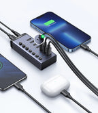 7-Port USB 3.0 Data Hub with Individual Switches and Power Adapter