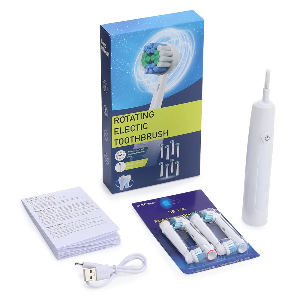 3D Rotating Electric Toothbrush for Adults with 5 Cleaning Modes