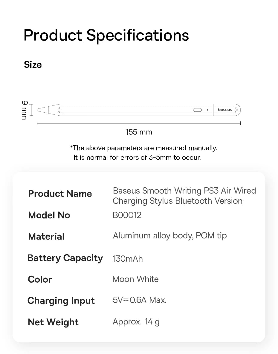 Bluetooth Stylus Pen for iPad with Tilt Sensitivity and Palm Rejection