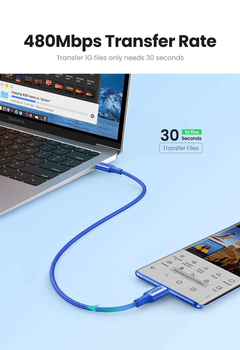 100W USB-C to USB-C Fast Charging and Data Cable