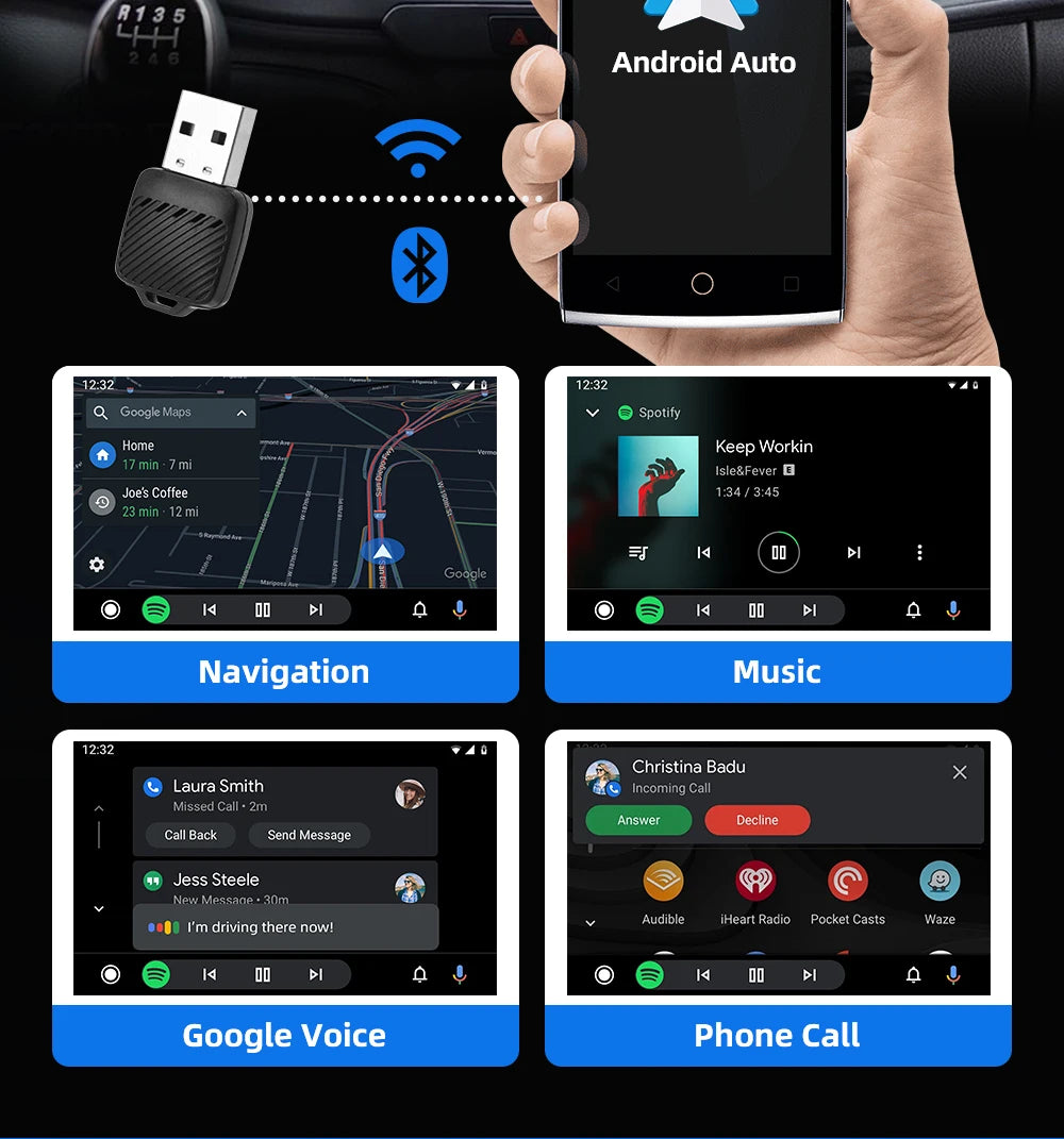 2-in-1 Wired to Wireless CarPlay and Android Auto Adapter Dongle