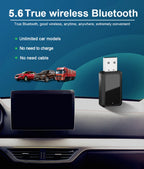 USB Bluetooth 5.6 FM Transmitter Receiver with LED Display for Car Radio
