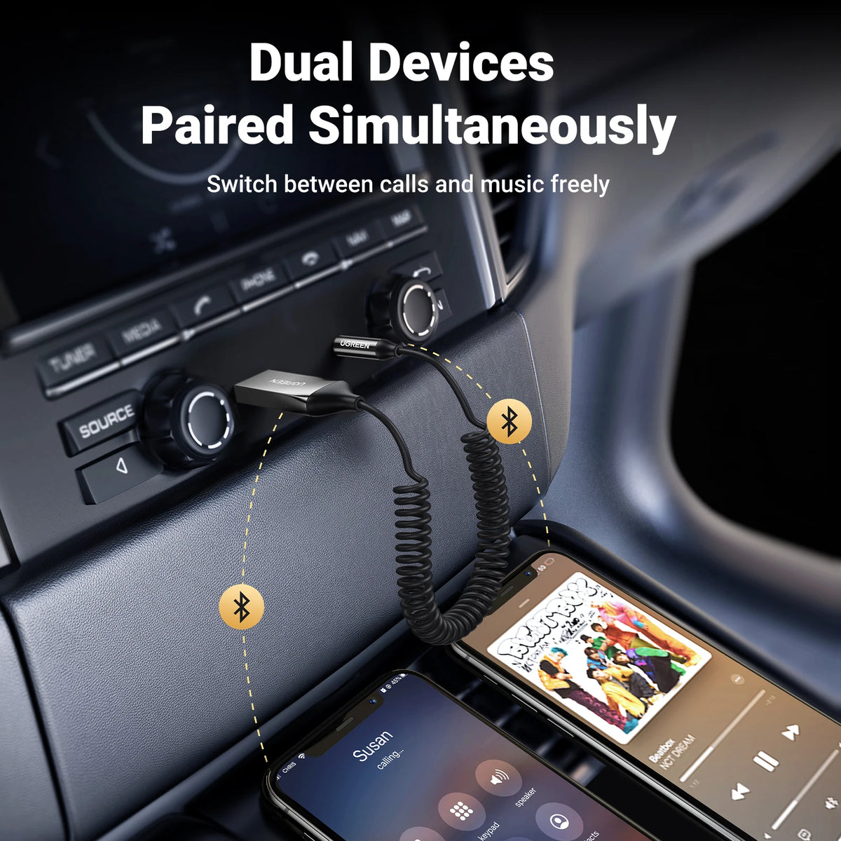 Bluetooth 5.3 Car Audio Receiver with 3.5mm AUX Adapter