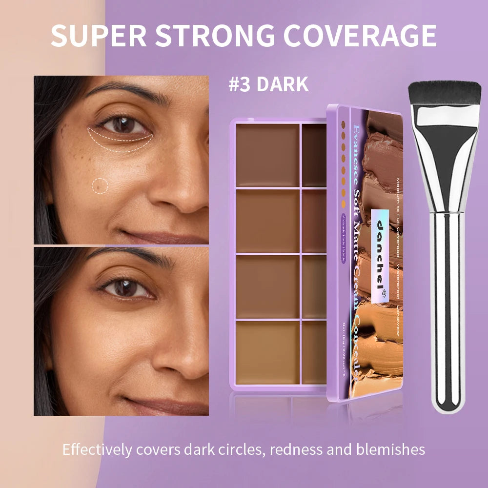 8-Shade Cream Concealer Palette for Full Coverage and Contouring