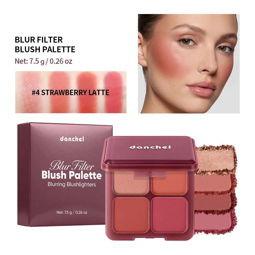 4-Shade Matte and Shimmer Blush Palette - 20