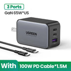 100W GaN USB-C Fast Wall Charger for Laptops and Smartphones