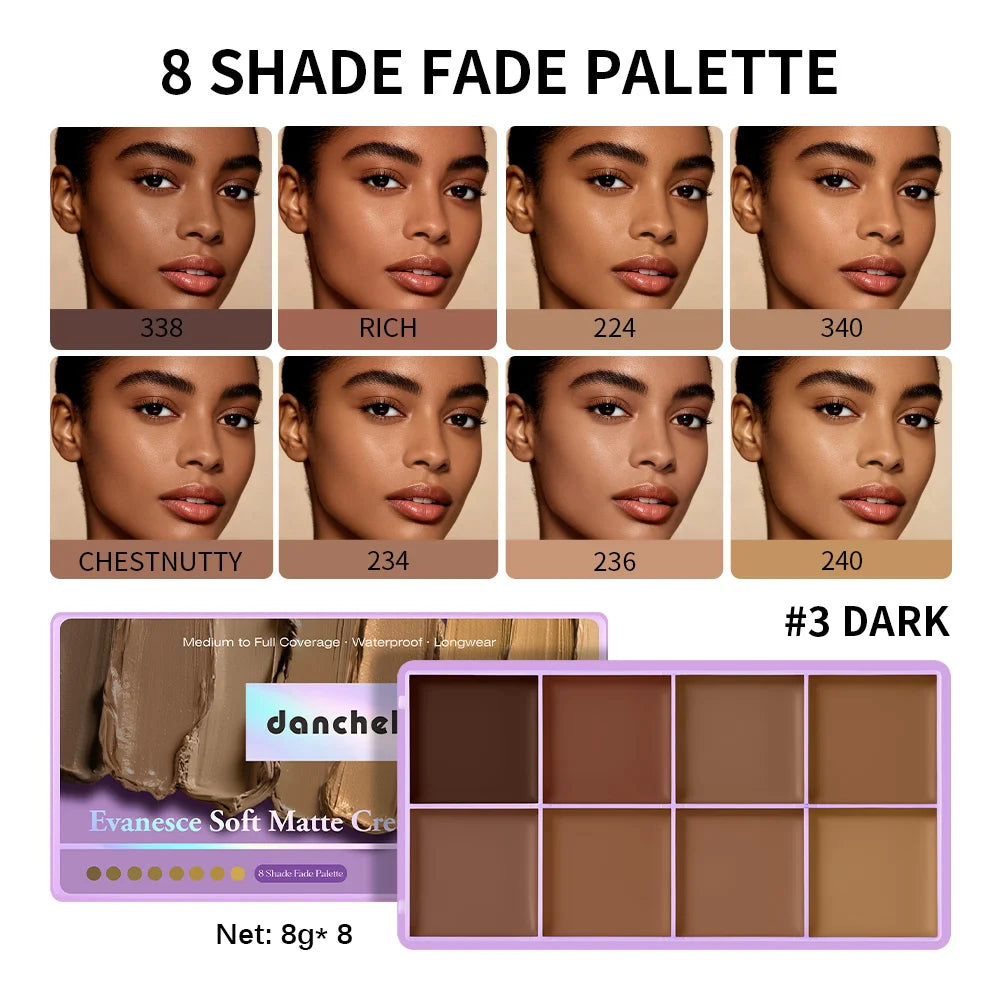 8-Shade Cream Concealer Palette for Full Coverage and Contouring