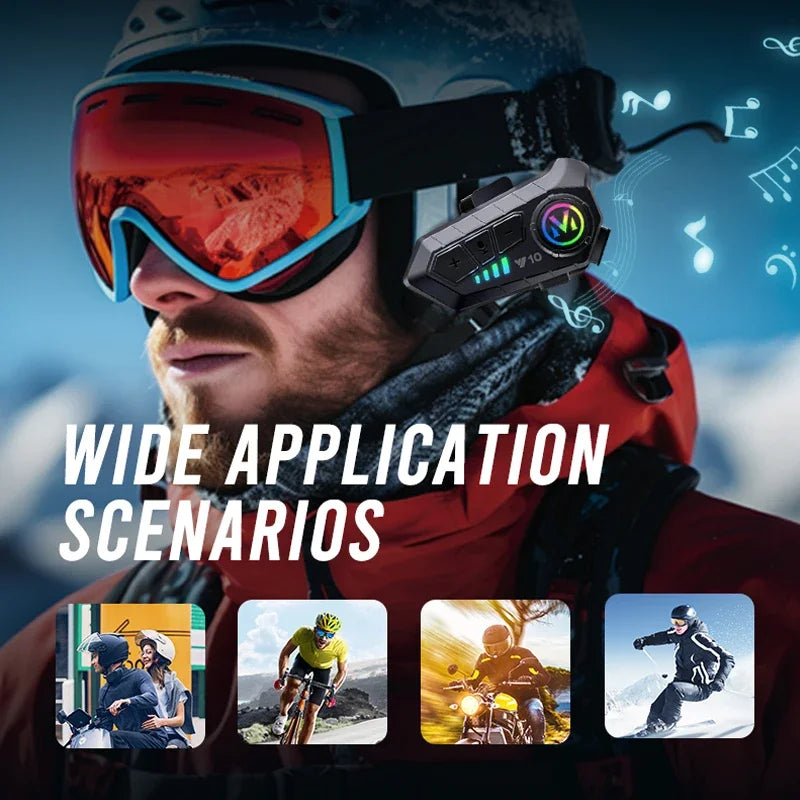 Bluetooth 5.3 Motorcycle Helmet Headset with Voice Control