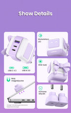 65W GaN Fast Wall Charger with Robot Display
