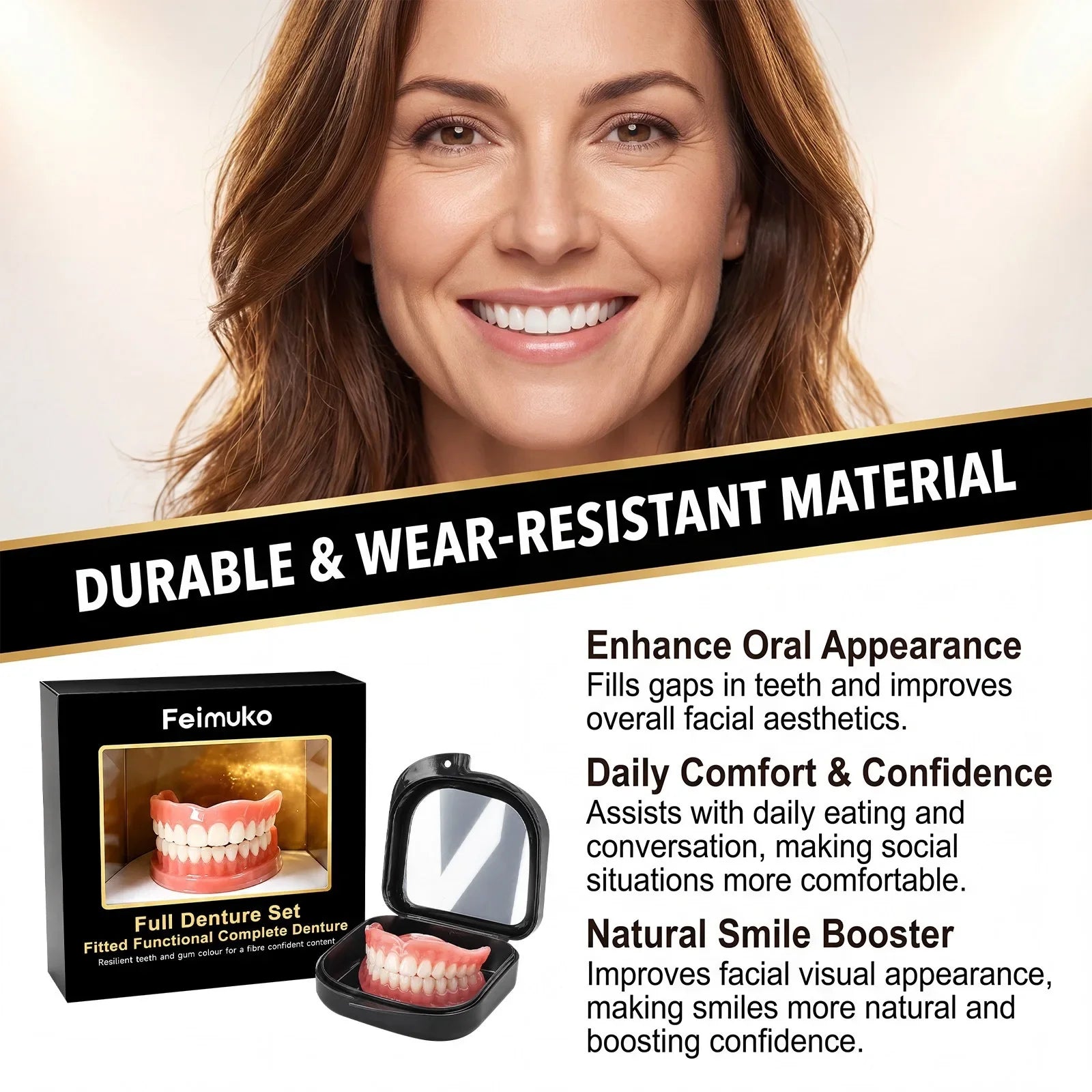 Full Mouth Silicone Cosmetic Dentures for Natural Smile - 10