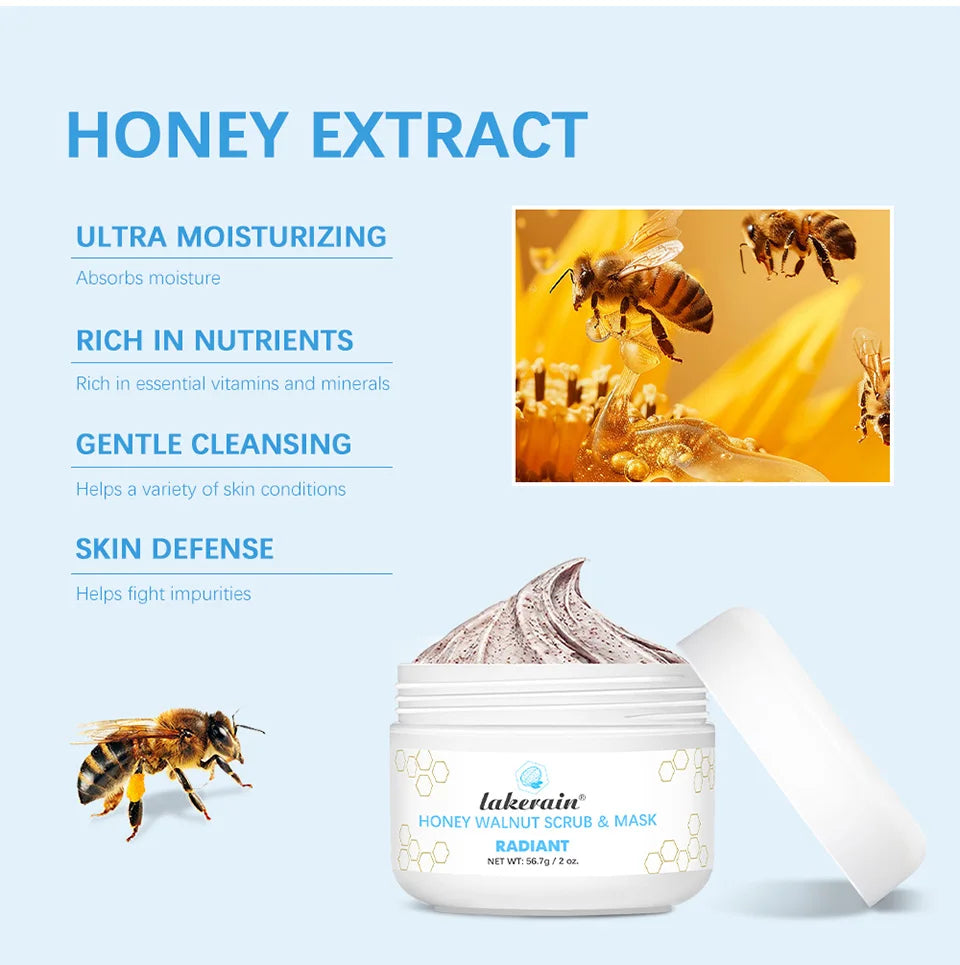 Honey Walnut Facial Exfoliating Scrub and Face Mask