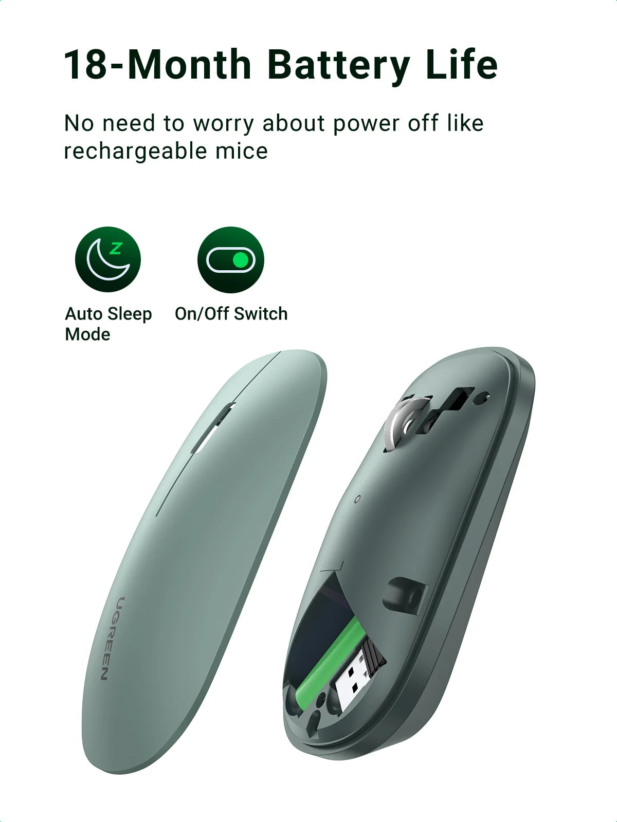 Slim Wireless Bluetooth Mouse with 4000 DPI Silent Click