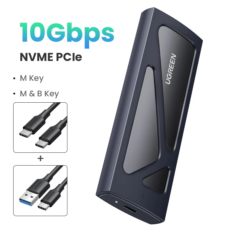 Dual Protocol M.2 NVMe SATA SSD Enclosure USB-C 10Gbps Adapter
