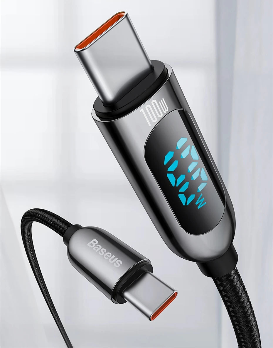 100W USB-C Fast Charging Cable with Digital Power Display