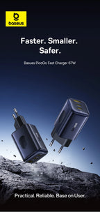 67W GaN Fast Charger with 3 Ports for Laptops and Smartphones