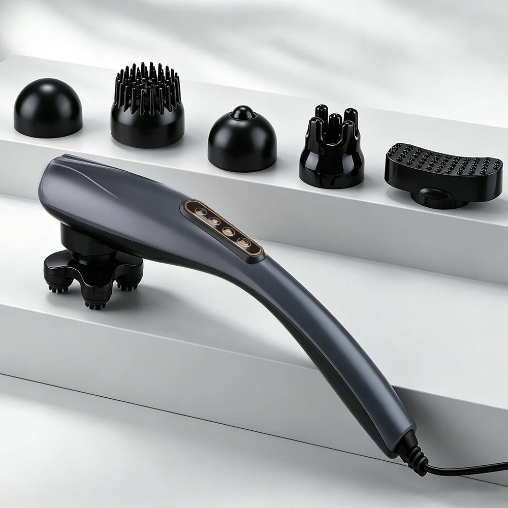 Handheld Percussion Deep Tissue Body Massager with 6 Heads