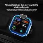 Bluetooth 5.0 FM Transmitter Car Adapter with 38W PD and QC3.0 Charger