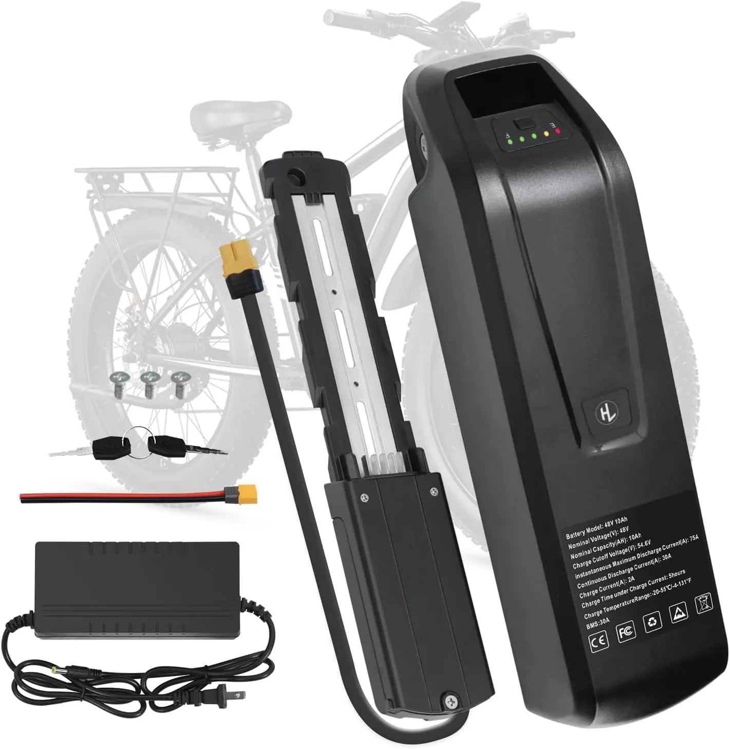 48V Hailong E-Bike Battery Pack with USB Charging Port - 1