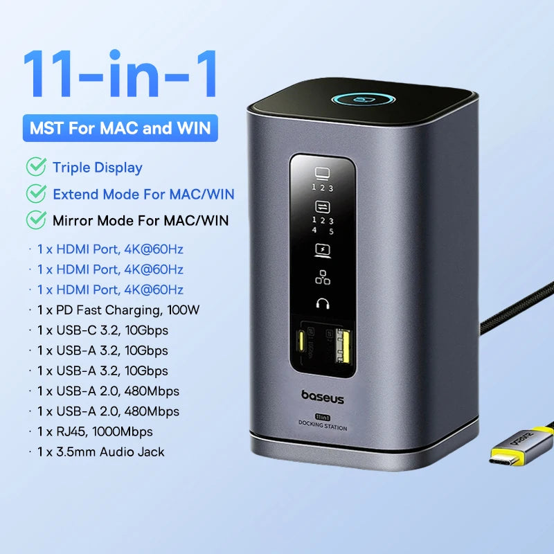 11-in-1 USB-C Docking Station with 4K Triple Display and 100W PD - 44