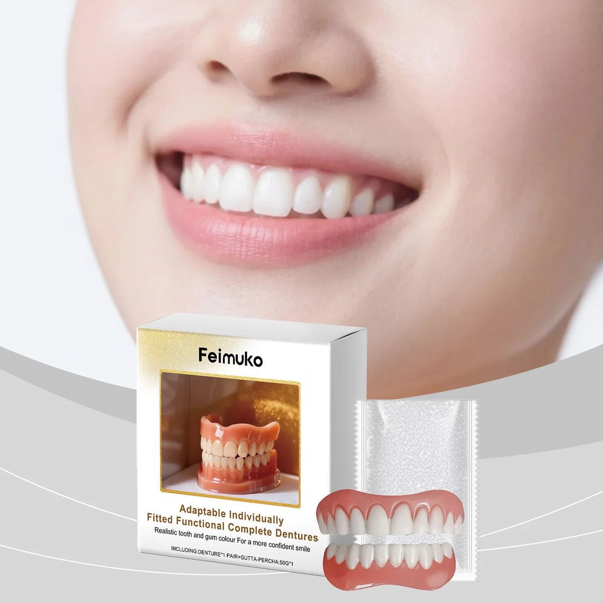 Temporary Cosmetic Denture Set for Smile Enhancement