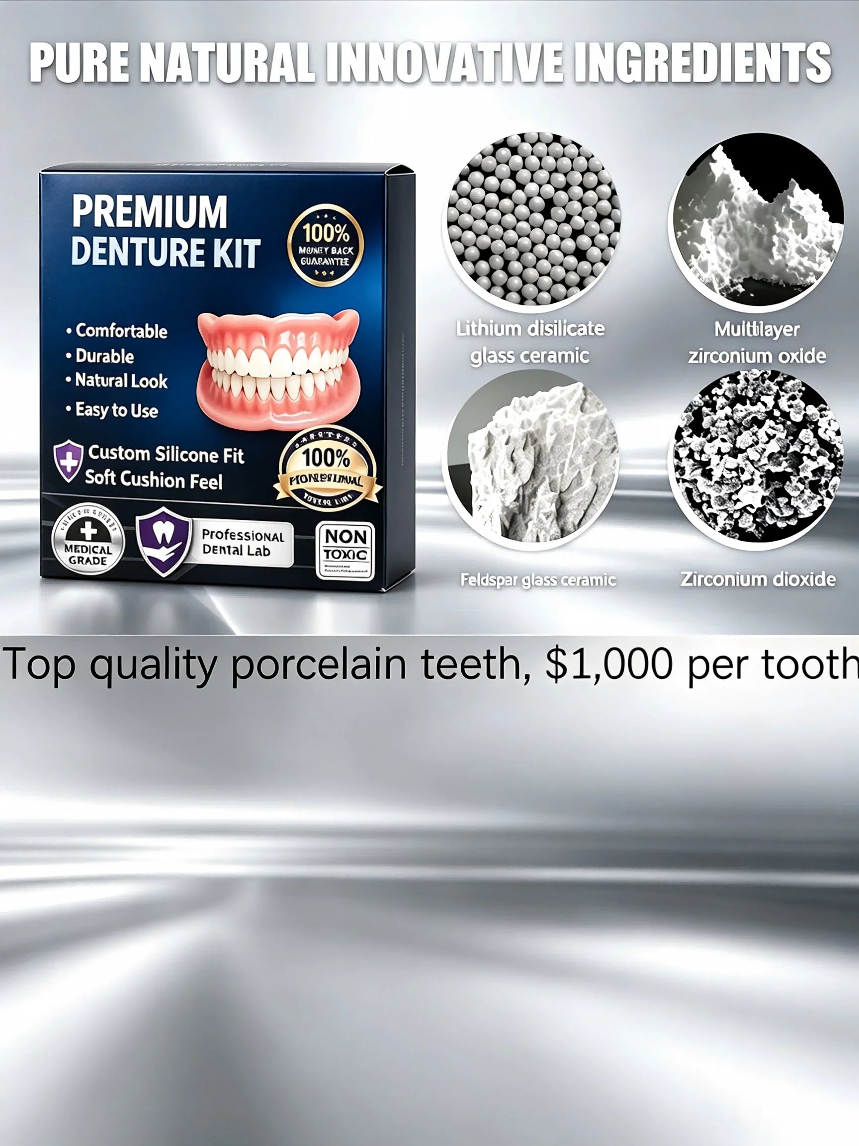 Temporary Silicone Cosmetic Denture Kit for Natural Smile - 6